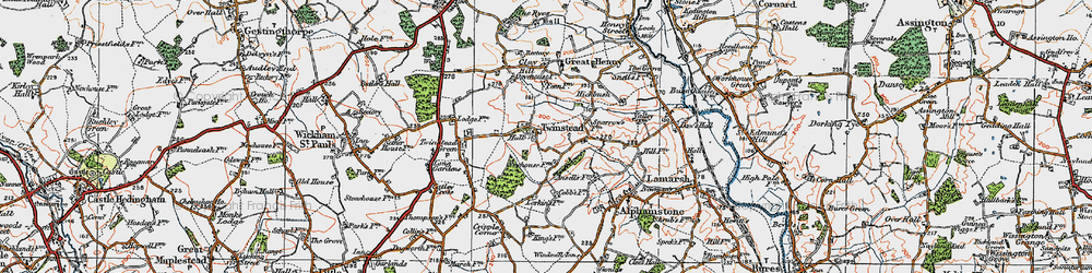 Old map of Twinstead in 1921