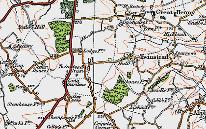 Old map of Twinstead Green in 1921