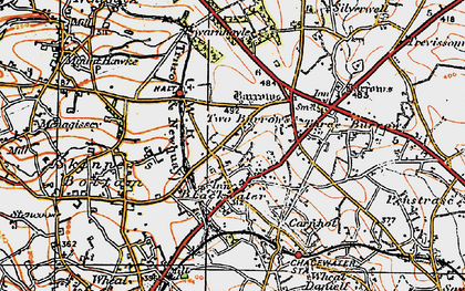 Old map of Two Burrows in 1919