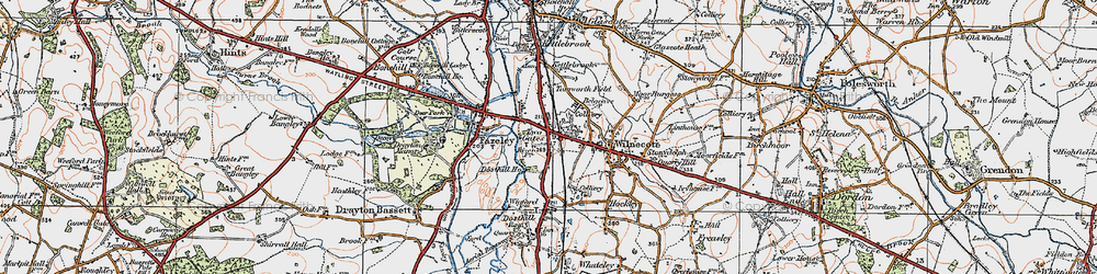 Old map of Two Gates in 1921