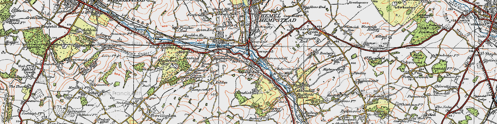 Old map of Two Waters in 1920