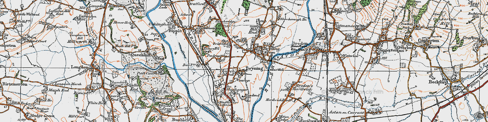 Old map of Twyning in 1919