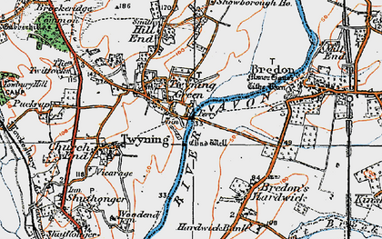 Old map of Twyning Green in 1919