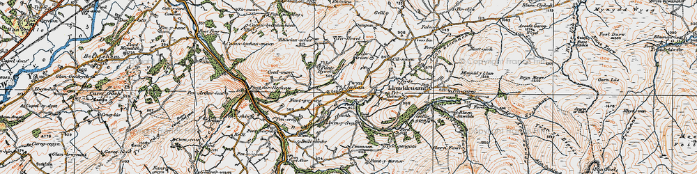 Old map of Afon Mihartach in 1923