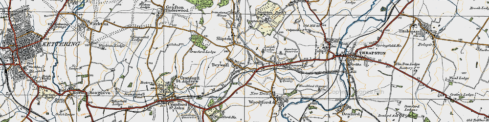 Old map of Twywell in 1920