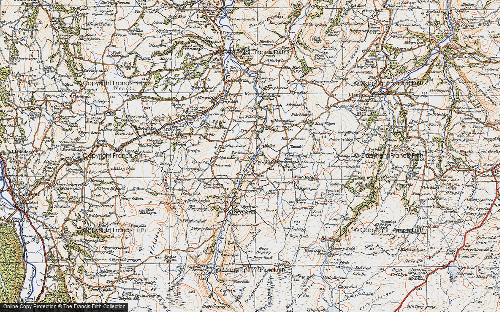 Old Map of Historic Map covering Bont-garreg in 1922