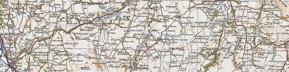 Old map of Bont-garreg in 1922