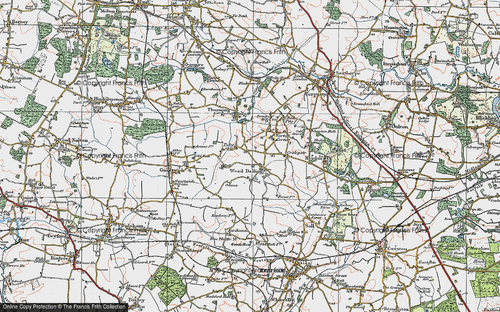 Old Map of Tyby, 1921 in 1921