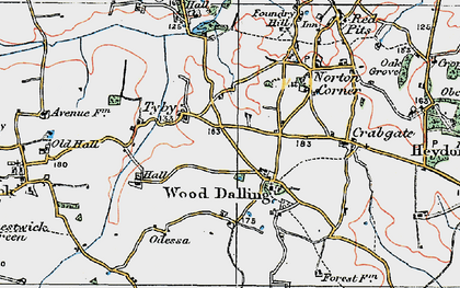 Old map of Tyby in 1921