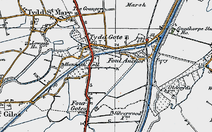 Old map of Tydd Gote in 1922