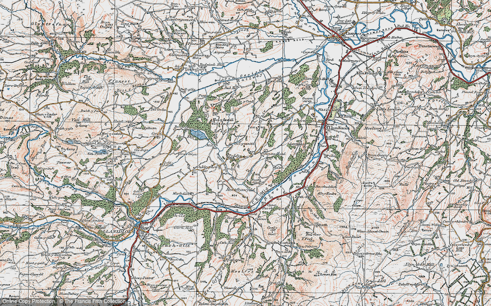 Old Map of Historic Map covering Dolwen in 1921