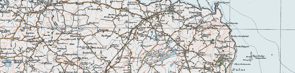 Old map of Tyddyn Dai in 1922