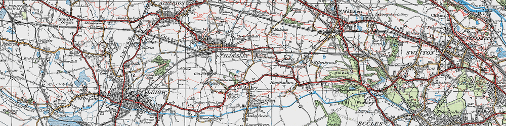 Old map of Tyldesley in 1924