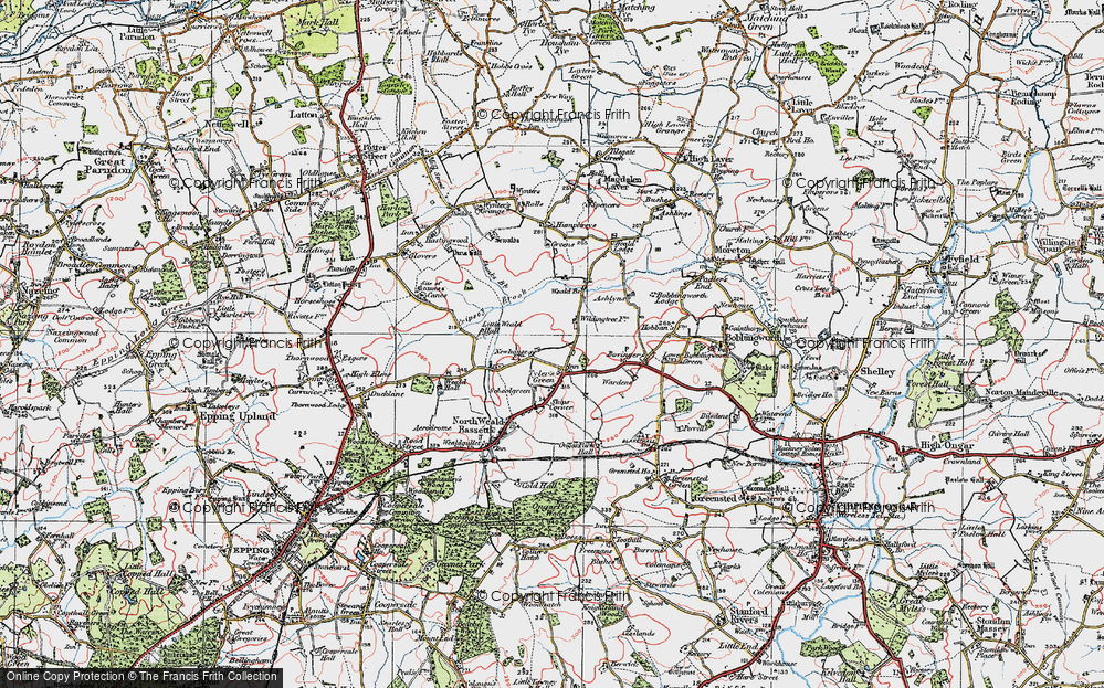 Old Map of Historic Map covering Ashlyns in 1920