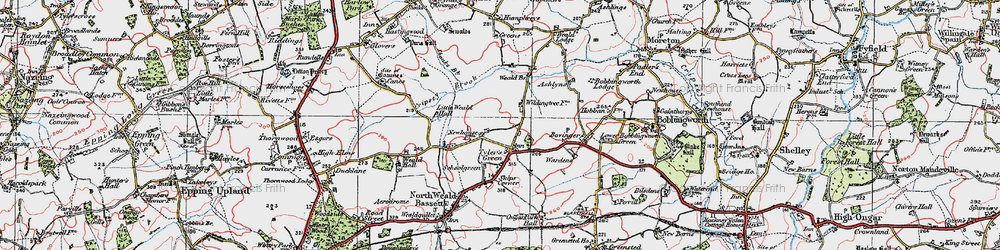 Old map of Ashlyns in 1920