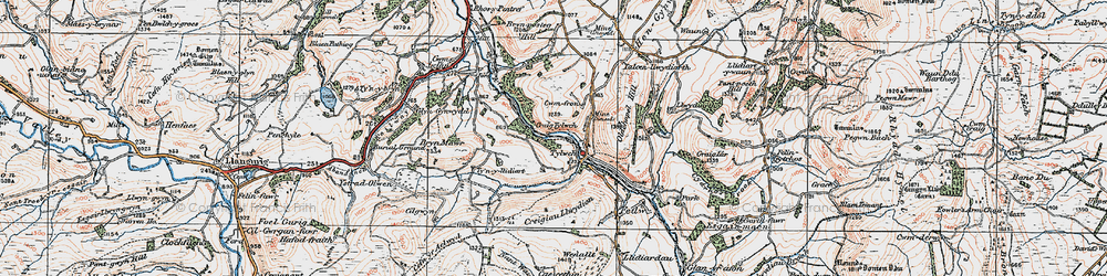 Old map of Tylwch in 1922