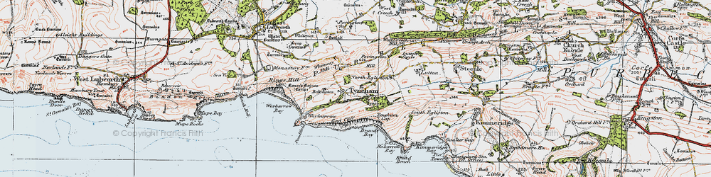 Old map of Tyneham in 1919
