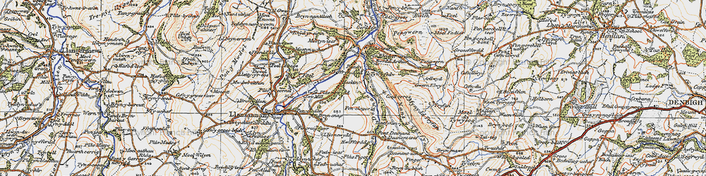 Old map of Afon Deunant in 1922