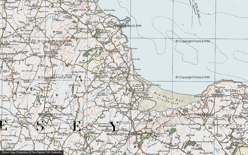 Old Map of Historic Map covering Benllech Sand in 1922