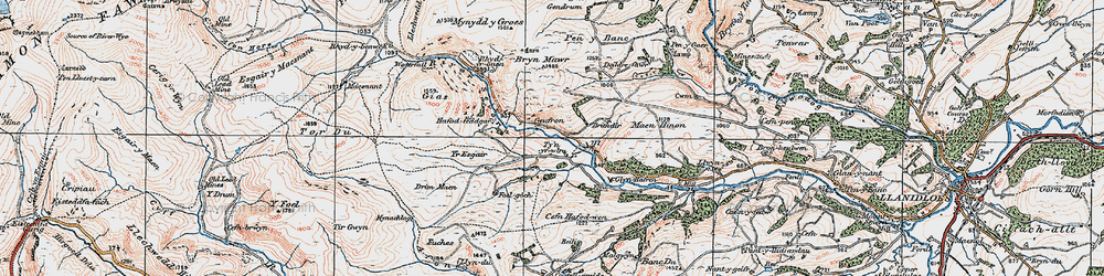 Old map of Tynyrwtra in 1922