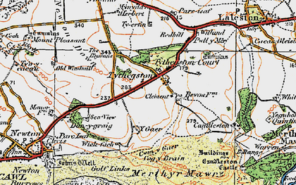 Old map of Tythegston in 1922