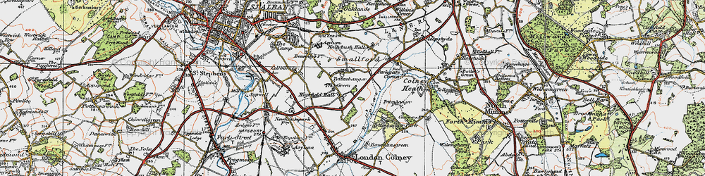 Old map of Tyttenhanger in 1920
