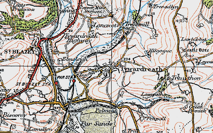 Old map of Tywardreath in 1919