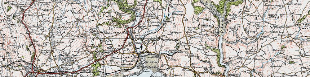 Old map of Tywardreath in 1919