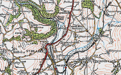 Old map of Tywardreath Highway in 1919