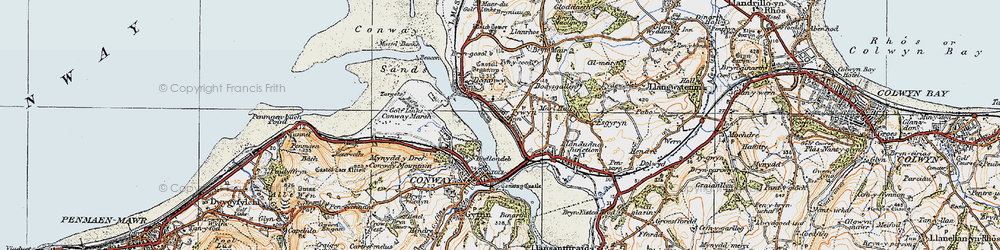 Old map of Tywyn in 1922
