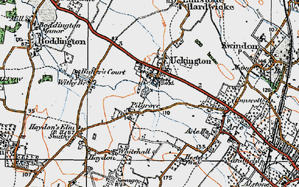 Old map of Uckington in 1919