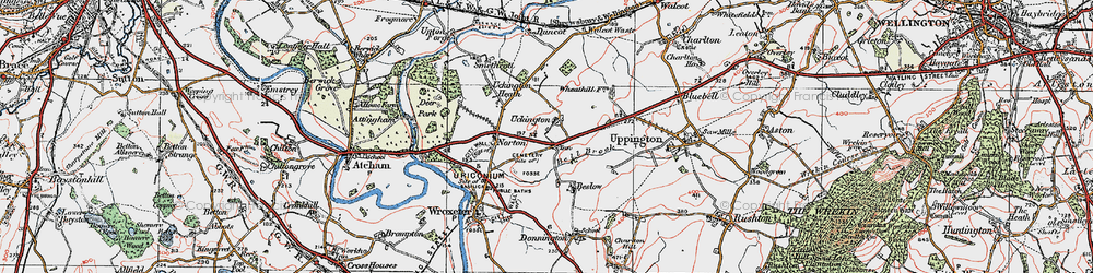 Old map of Uckington in 1921