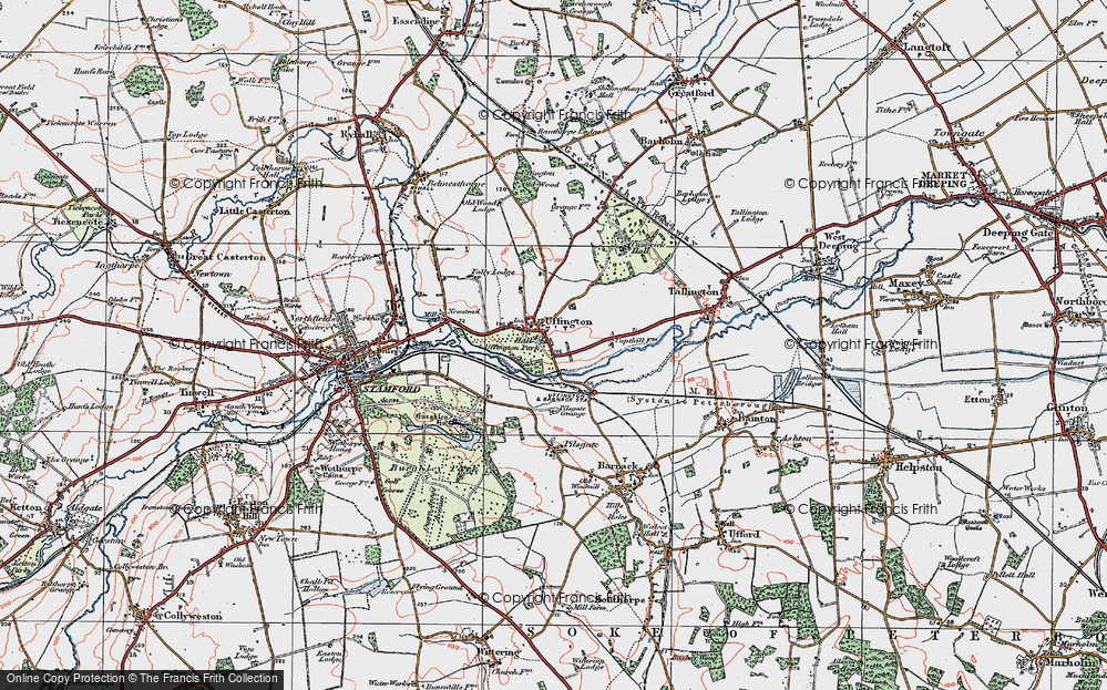 Old Map of Historic Map covering Burghley Ho in 1922