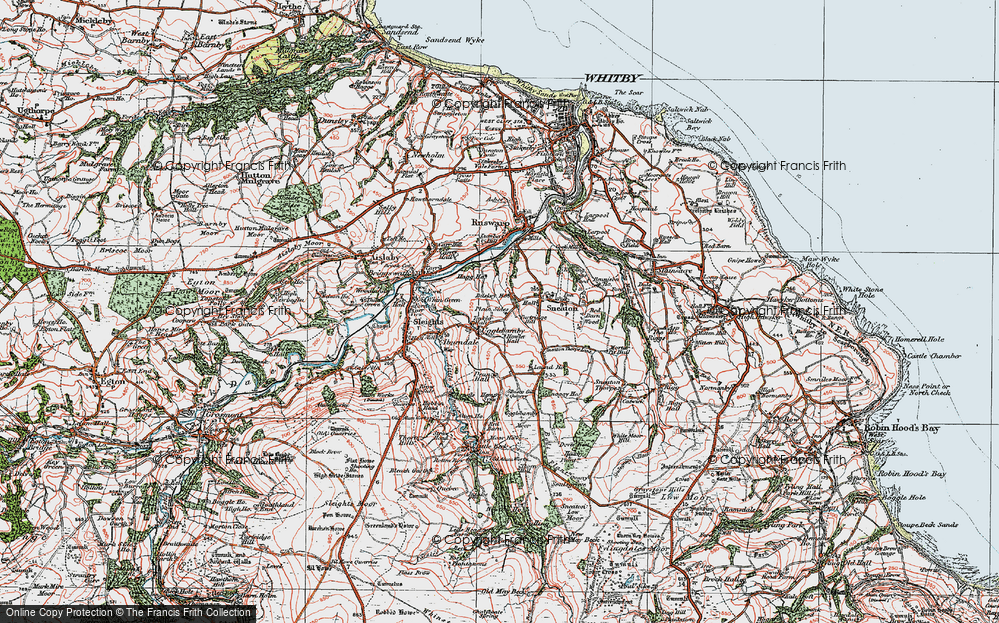 Old Map of Historic Map covering Buskey Ho in 1925