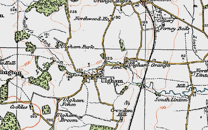Old map of Ulgham in 1925