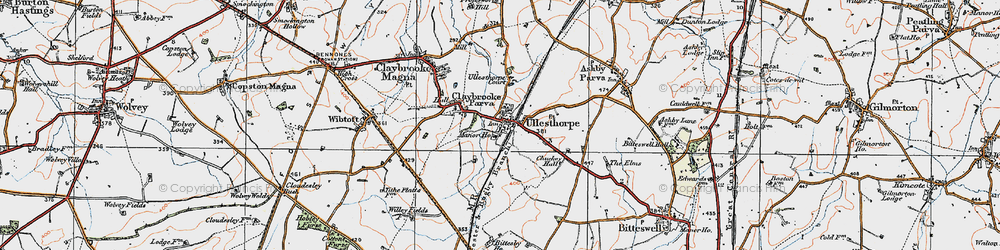 Old map of Ullesthorpe in 1920