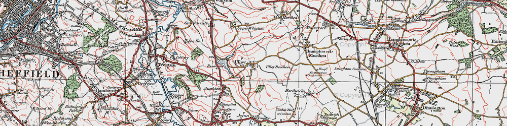 Old map of Ulley in 1923