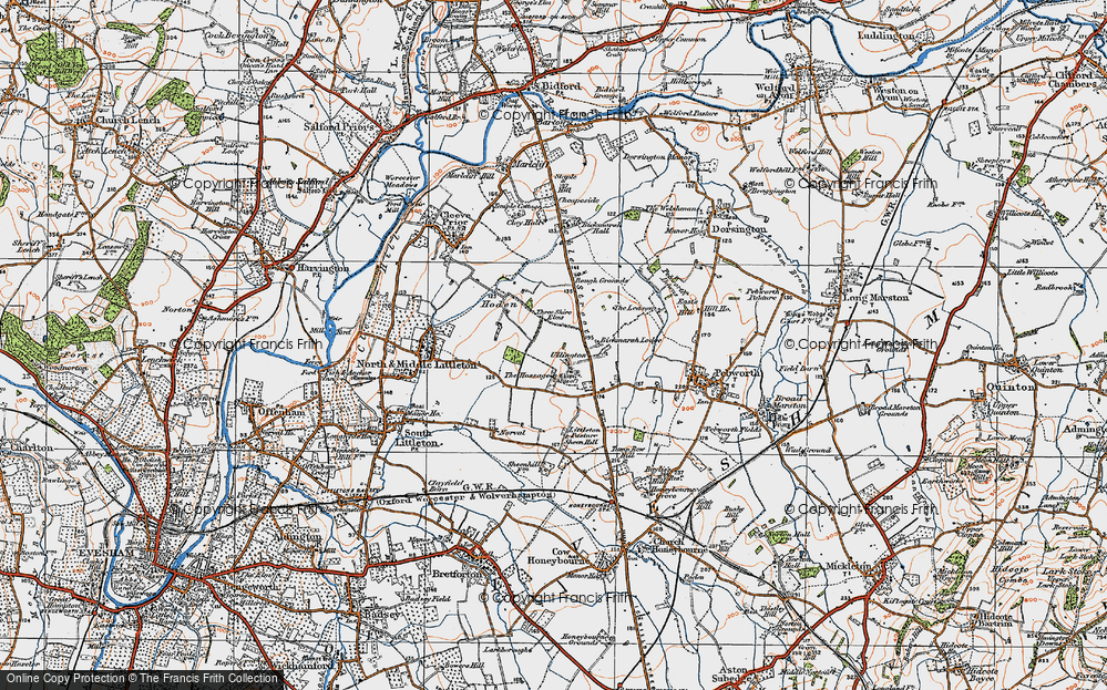 Old Map of Historic Map covering Bickmarsh Lodge in 1919