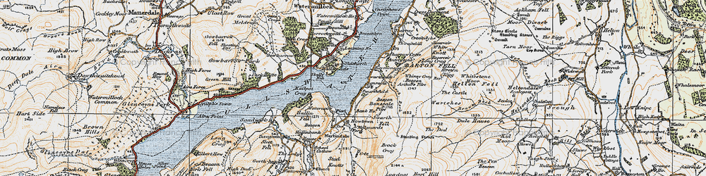 Old map of Ullswater in 1925