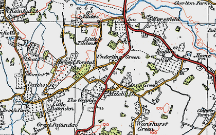 Old map of Underling Green in 1921