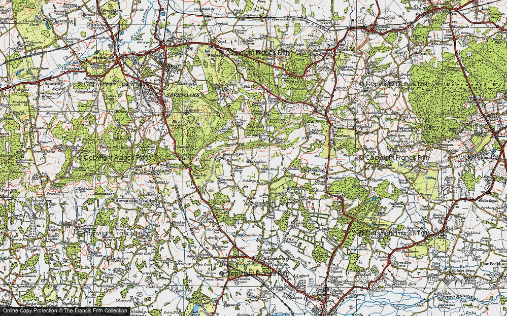 Old Map of Historic Map covering Budds in 1920