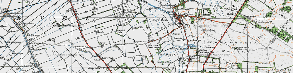 Old map of Undley in 1920