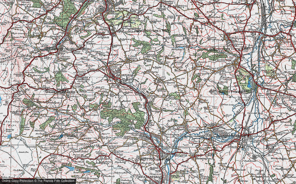 Old Map of Unstone, 1923 in 1923