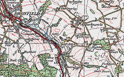 Old map of Unstone in 1923