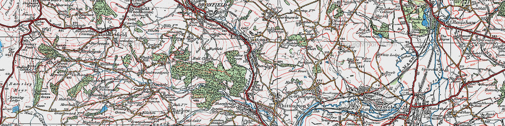 Old map of Unstone Green in 1923