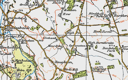 Old map of Unthank in 1925