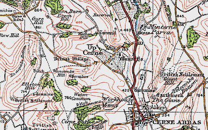 Old map of Up Cerne in 1919