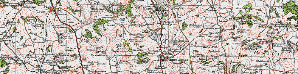 Old map of Up Cerne in 1919