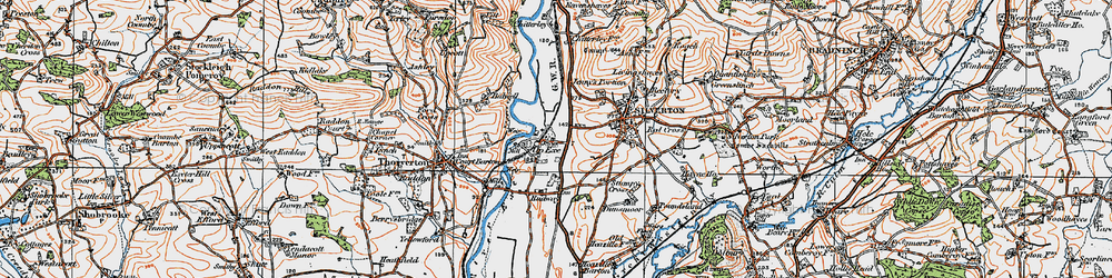 Old map of Up Exe in 1919
