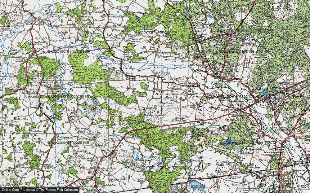 Old Map of Historic Map covering Blackbushe Airport in 1919